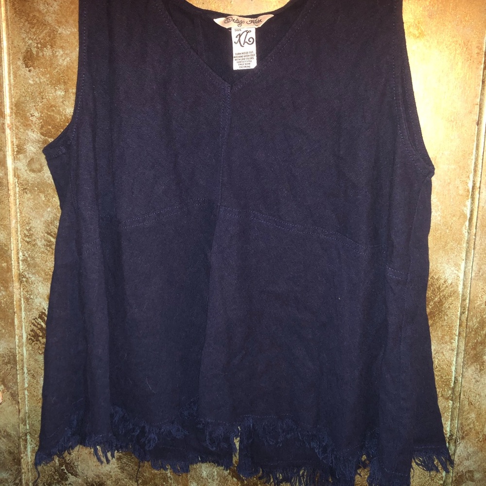 Indigo Rein Open Back Raw Hem Tank